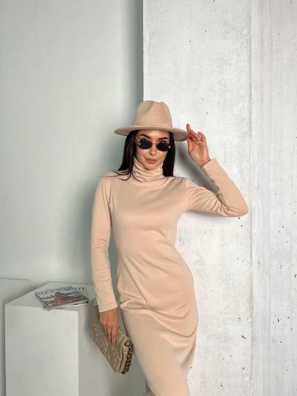 Женское облегающее платье-гольф миди NB24002 бежевое, размер 42/44 | Зображення 2