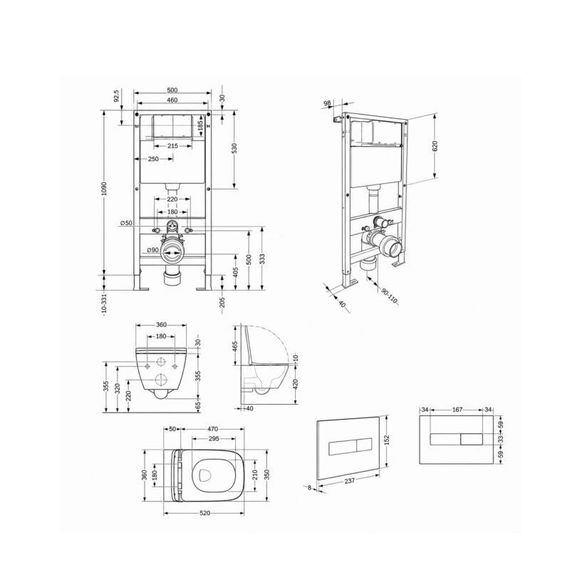 Готовое решение Qtap для ванной комнаты: подвесной унитаз Crow Rimless 520x360x290 + комплект инсталляции Standard (линейная | Зображення 1