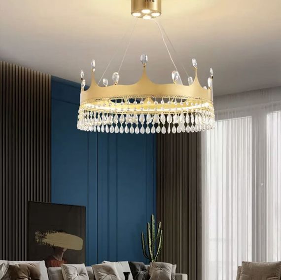 Люстра світлодіодна підвісна LED світильник для квартири на стелю лед 26915 Золото 40-130х60х60 см. | Зображення 1