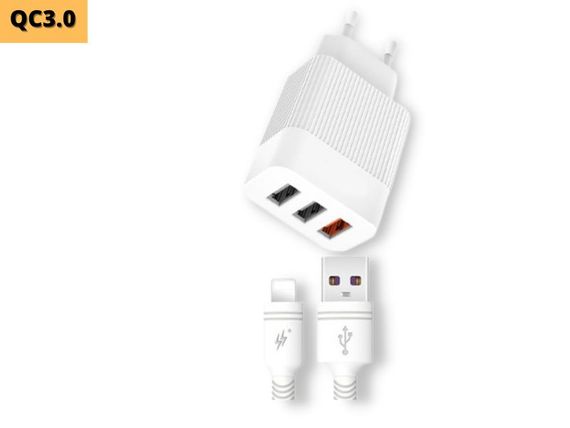 Мережевий зарядний пристрій блок живлення для телефону та планшета XPRO L72 QC3.0 + Lightning білий (MAW-41622) | Зображення 1