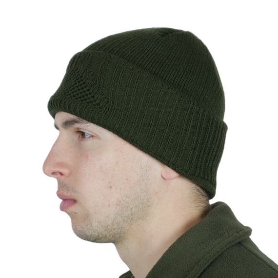 Шапка-балаклава вязаная на флисе олива | Зображення 1