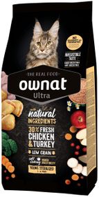 Сухий корм з куркою та індичкою для стерилізованих котів Ownat Ultra Cat Sterilised, 1.5 кг