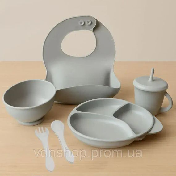 Набір дитячого посуду, 6 предметів / Набір дитячого силіконового посуду | Зображення 1