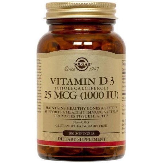 Витамин D Solgar Vitamin D3 (Cholecalciferol) 1000 IU 100 Softgels