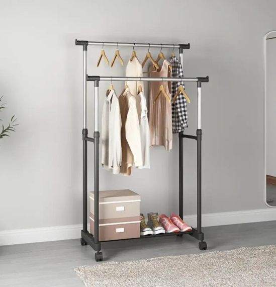 Портативна стійка для речей, Подвійна вішалка на коліщатках Double Pole   знижка | Зображення 3