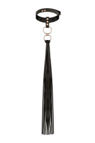 Нашийник з флогером Rosy Gold Collar with Flogger Чорний One Size