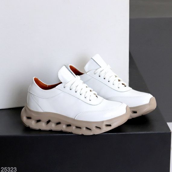 Молодежные дизайнерские белые кроссовки натуральная кожа | Зображення 4
