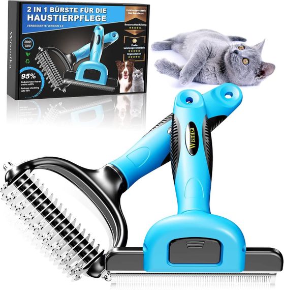 Щітка гребінець Wismika для собак і котів, підшерстя, 2в1, нержавійка, грумінг, антиколтун, для шерсті