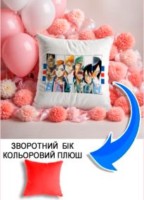Подушка плюшева Мерч Крафт Дизайн з принтом аніме Bleach 02 червоний плюш квадратна 33х33 см