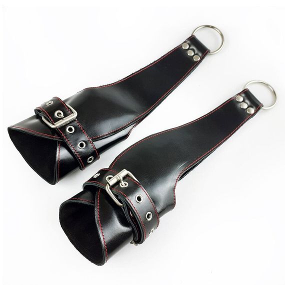 Поручі для підвісу Fetish Hand Cuffs For Suspension із натуральної шкіри, Чорний, One Size | Зображення 4