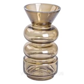 Ваза для квітів скло 18 см декоративна ваза прозора для декору 650 мл Коричнева HP-10-15