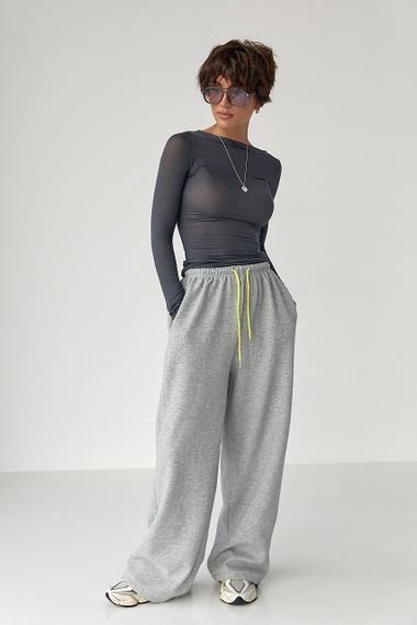 Приталений лонг у сітку - сірий цвет, M (є розміри) | Зображення 2