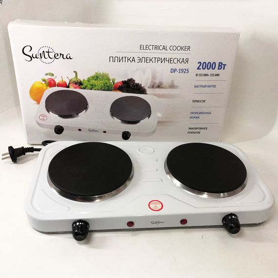 Потужна одноконфорочна електроплита Suntera DP-1925 2000 Вт, Портативна плита електро WQ-97 | Зображення 2