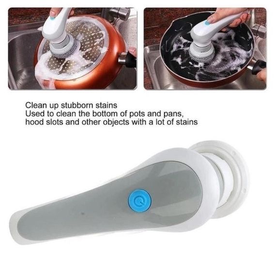 Щітка акумуляторна для миття посуду з 3 насадками Electric Cleaning Brush | Зображення 7
