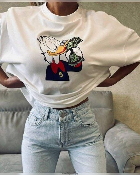 Футболка женская с принтом повседневная L Белая