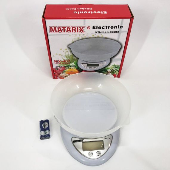Кухонные электронные весы с чашей до 5 кг Matarix MX-407, Компактные электронные кухонные весы | Зображення 7