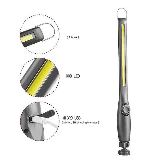 Ручний компактний ліхтарик BL 821 + з магнітом COB 18650 battery usb charge | Зображення 4