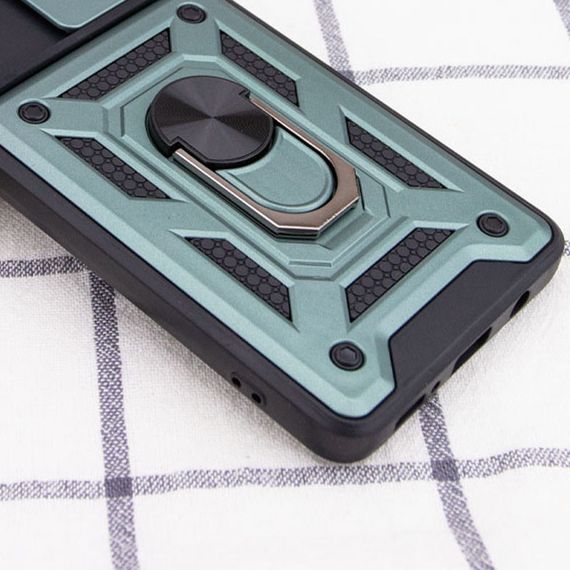 Ударостійкий чохол Camshield Serge Ring для Xiaomi Redmi 9C/Redmi 10A TPU+PC, Шторка на камеру, Зелений | Зображення 2