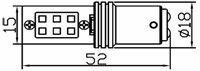 Світлодіодна Автолампи 1157 - P21 / 5W - BAY15d 12W (500Lm) Original Samsung LED chip SMD2323 двоконтактна | Зображення 1