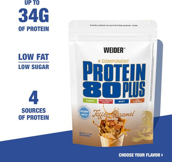 Протеин Weider Protein 80 Plus 500 g (Toffee-Caramel) | Зображення 2