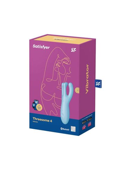 Клиторальный смарт вибратор Satisfyer Threesome 4 Blue с тремя пальчиками sexstyle | Зображення 3