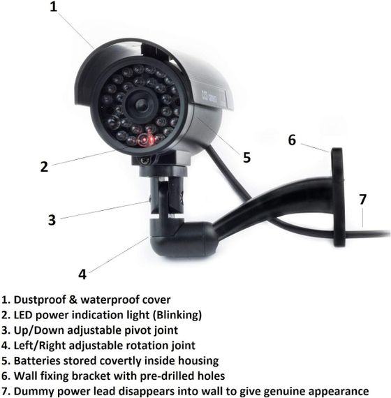 Фіктивна камера відеоспостереження, зовнішня внутрішня підроблена камера відеоспостереження, імітація, 2 шт. | Зображення 3