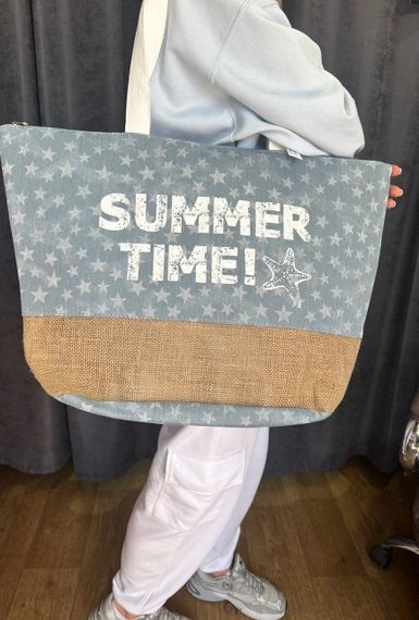 Женская большая пляжная сумка одно отделение на молнии AV013 размер 40/36, серая | Зображення 6