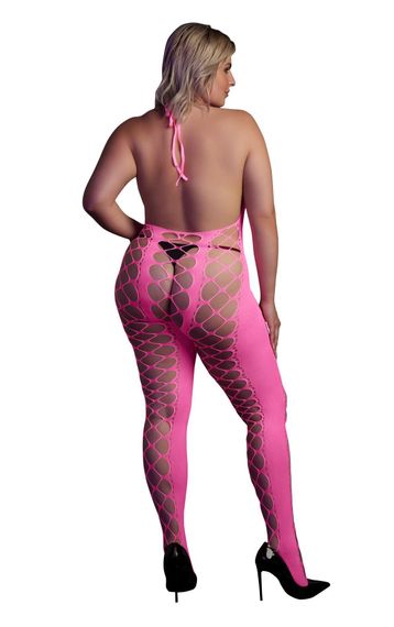 Бодістокінг - Ouch! Bodystocking With Halterneck Pink, XL/4XL | Зображення 1