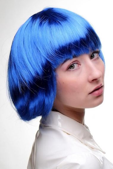 Парик женский синяя короткий боб каре, синтетические волосы для карнавала, Хэллоуина, вечеринок косплей | Зображення 1