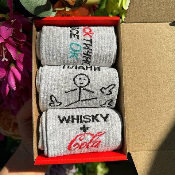 Подарочный набор мужских носков в коробке размер 40-45 3 пары цвет серый  ч3бокс043 | Зображення 5