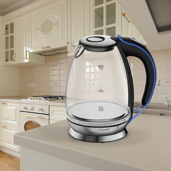 Електрочайник скляний Maestro MR-054, 1.7 л, 2200 Вт, з підсвіткою | Зображення 1