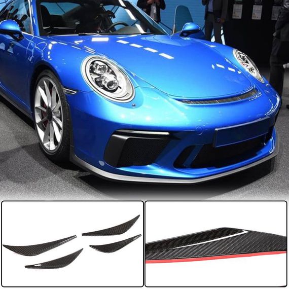 Накладки на передній бампер V1 (для GT3 (RS) 2017-2019, Карбон) для Porsche 911 рр