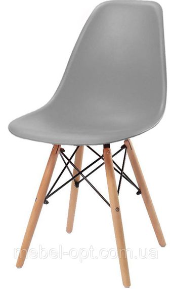Стул Смайл серый пластик на деревянных ножках, дизайн Charles Eames DSW | Зображення 1