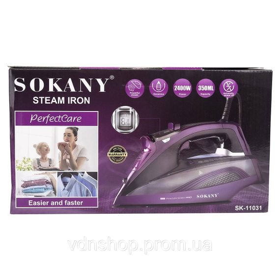 Утюг с паром ручной с автоотключением профессиональный для одежды 2400 Вт Sokany SK-11031 | Зображення 7