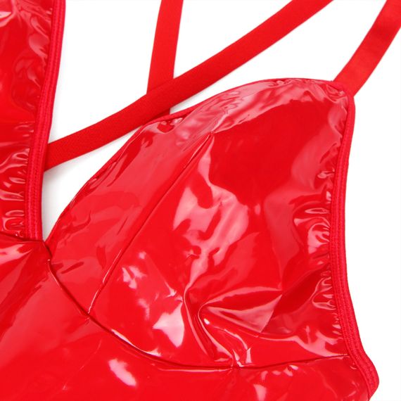 Сукня з чокером, глянсова Star Night Wet Look з імітацією вінілу, червона, S Sex Aura | Зображення 3