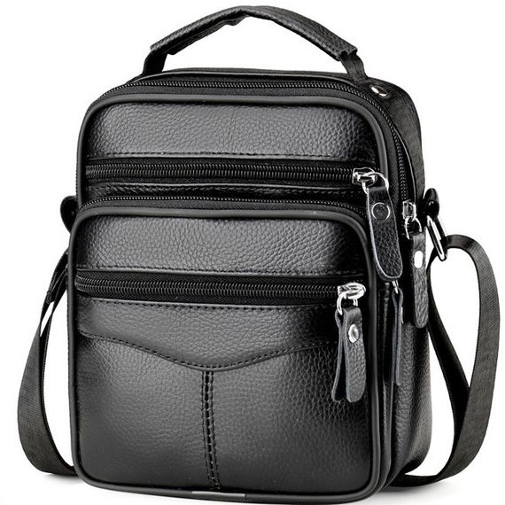 Чоловіча сумка-барсетка шкіряна чорна Tiding Bag 75003