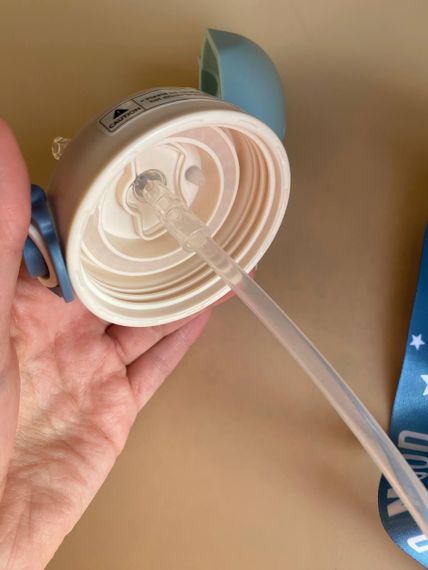 Термос дитячий для напоїв з трубочкою 450мл Блакитний з малюнком | Зображення 7