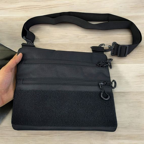 Сумка тактическая черная для скрытого ношения с кобурой, мужской мессенджер из кордуры | Зображення 2