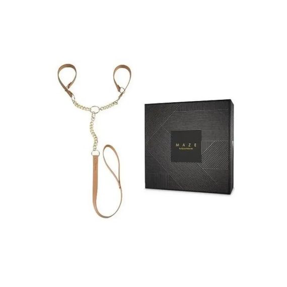 Наручники с поводком Indiscrets MAZE - T-Restraints Black, подарочная упаковка Sex Aura