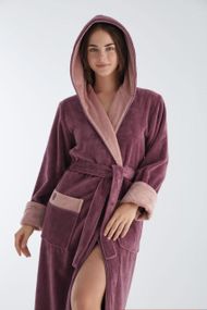 Женский халат Nusa 4145 с капюшоном, розовый 2XL