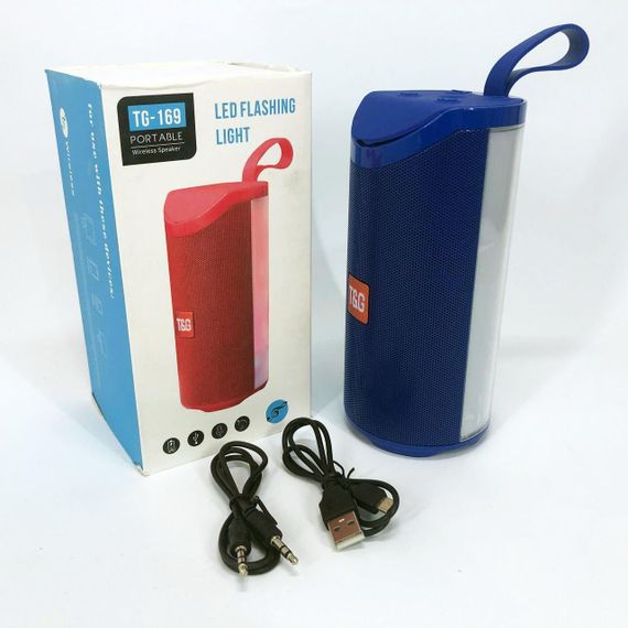 Портативная Bluetooth колонка TG169 с разноцветной подсветкой FM-радио 5Wx2. Цвет: синий | Зображення 9