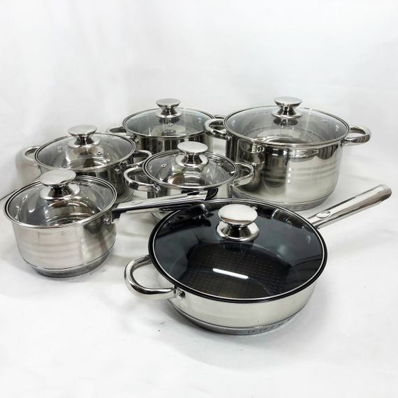 Набір посуду UNIQUE UN-5037 12 предметів (16; 16; 18; 20; 24; сковорода 24 см) | Зображення 4