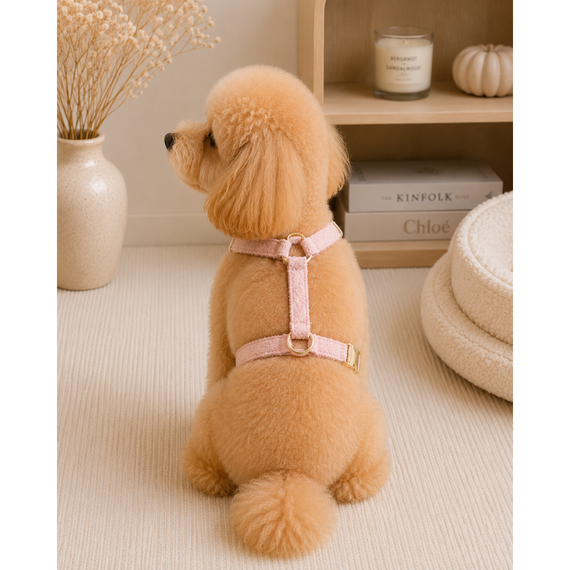Шлейка для собак Teddy Premium розовая | Плюшевая мягкая шлейка для собак | Регулируемая шлейка