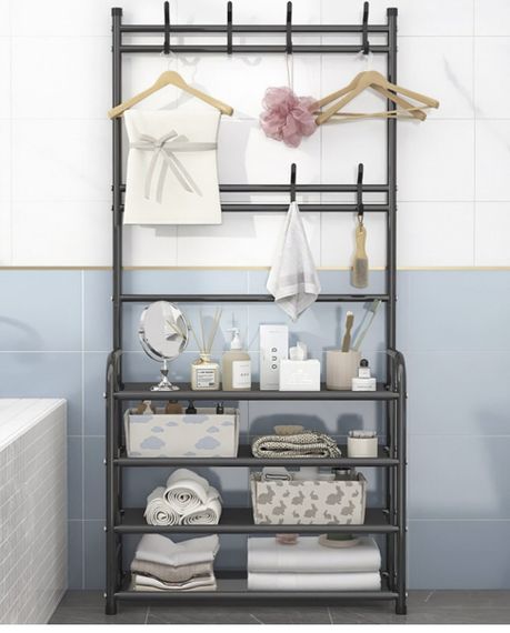 Універсальний вішак для одягу New simple floor clothes rack size 60X29.5X151 см Чорний | Зображення 1