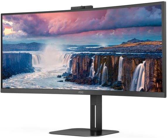 TFT 34" AOC CU34V5CW/BK, WQHD, VA, 100Гц, 1 мс, вигнутий, HDMI, DP, USB-C, USB-hub, webcam, колонки | Зображення 5