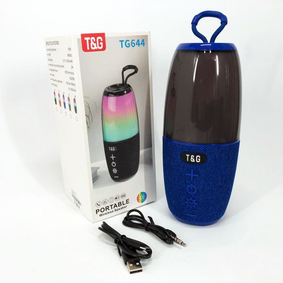 Портативная колонка TG644 5W с RGB подсветкой и ремешком. TY-885 Цвет: синий | Зображення 6
