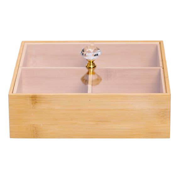 Менажниця з бамбука на 4 секції (22×22×8 см) | Зображення 3