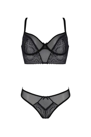 Комплект Passion DROSERA SET black, XXL/XXXL, сітка+мереживо, бюстьє та трусики танга sexstyle | Зображення 2