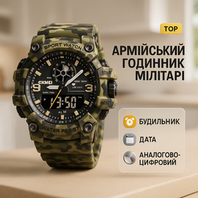 Годинник наручний електронний для хлопця SKMEI 1818CMGN, Стильний армійський годинник CY-20