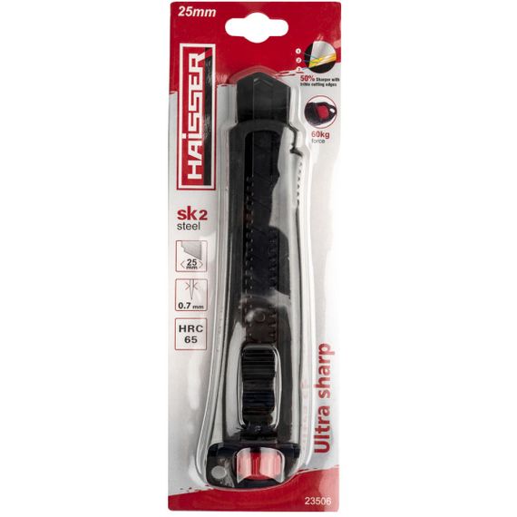 23506 Нож металлический пластиковый корпус 25 мм Haisser | Зображення 1